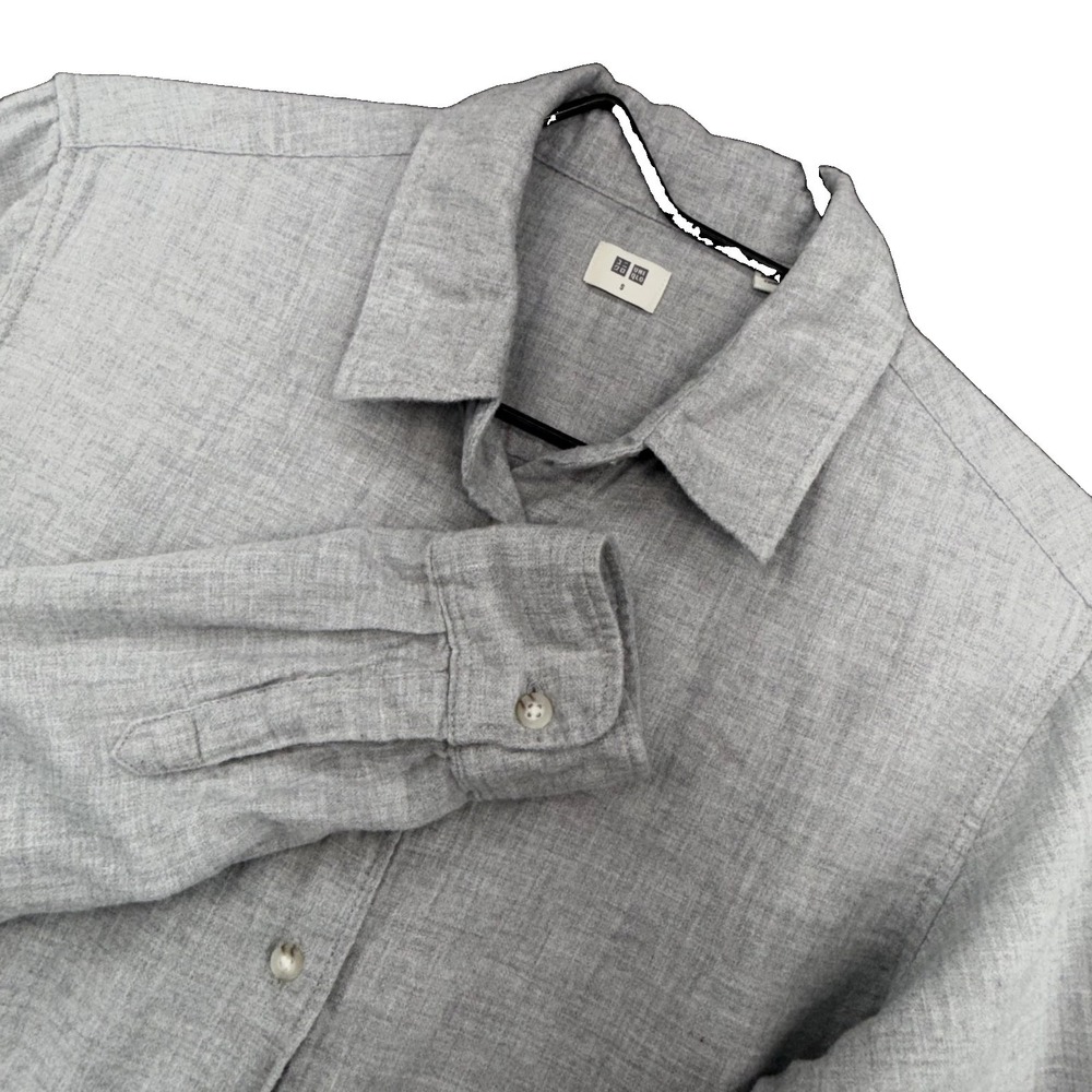 Uniqlo Mens S Gray Chambray Long Sleeve Button Down Cotton Casual 231-400891